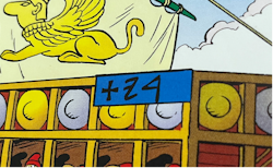 Schild an der Galeere von Epidemais